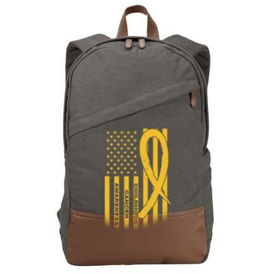 Childhood Cancer Awareness US Flag Cotton Canvas Backpack