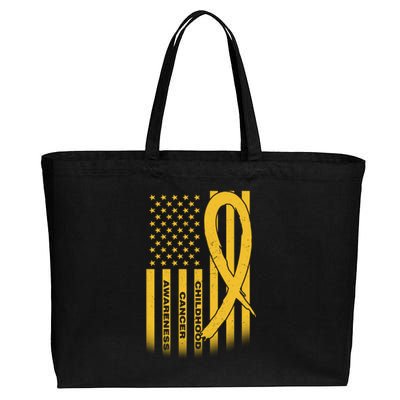 Childhood Cancer Awareness US Flag Cotton Canvas Jumbo Tote