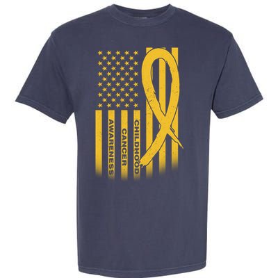 Childhood Cancer Awareness US Flag Garment-Dyed Heavyweight T-Shirt