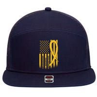 Childhood Cancer Awareness US Flag 7 Panel Mesh Trucker Snapback Hat