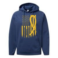 Childhood Cancer Awareness US Flag Performance Fleece Hoodie