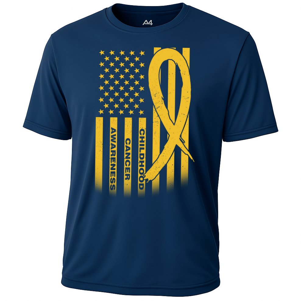 Childhood Cancer Awareness US Flag Performance Shirt