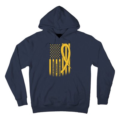 Childhood Cancer Awareness US Flag Hoodie