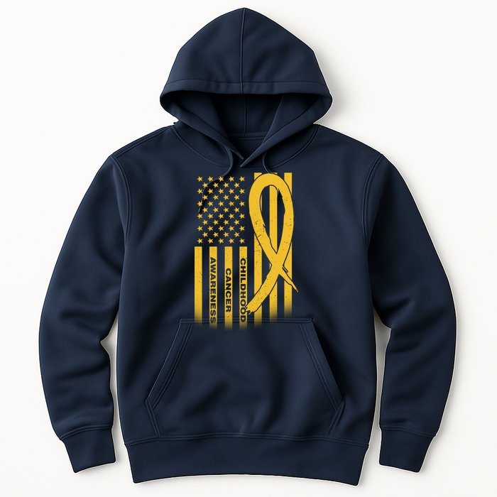 Childhood Cancer Awareness US Flag Hoodie