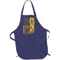 Childhood Cancer Awareness US Flag Full-Length Apron With Pockets