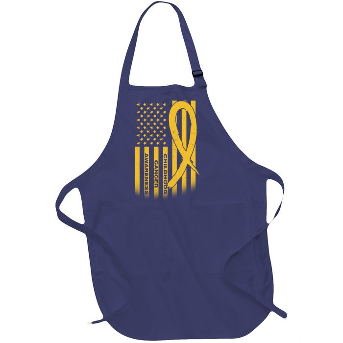 Childhood Cancer Awareness US Flag Full-Length Apron With Pockets