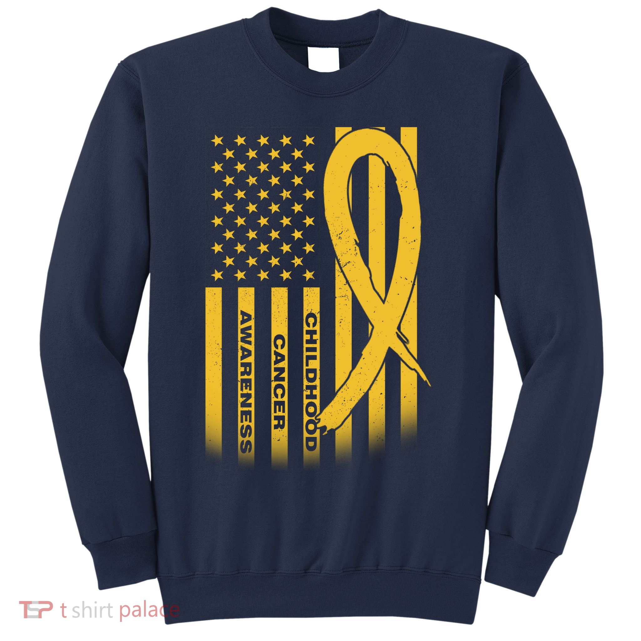 Childhood Cancer Awareness US Flag Sweatshirt