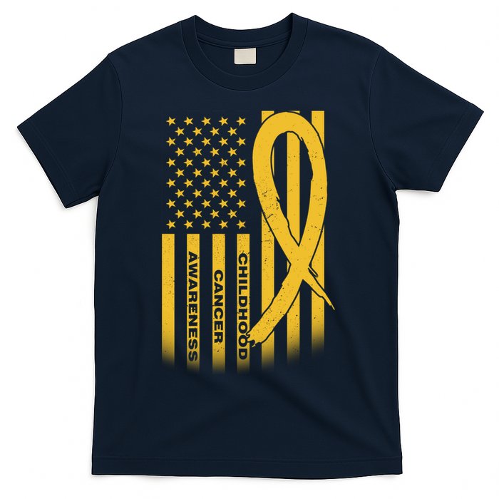 Childhood Cancer Awareness US Flag T-Shirt