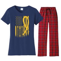 Childhood Cancer Awareness US Flag Women's Flannel Pajama Set