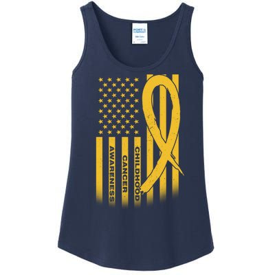 Childhood Cancer Awareness US Flag Ladies Essential Tank