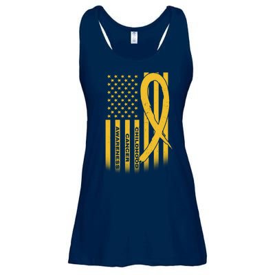 Childhood Cancer Awareness US Flag Ladies Essential Flowy Tank