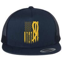 Childhood Cancer Awareness US Flag Flat Bill Trucker Hat