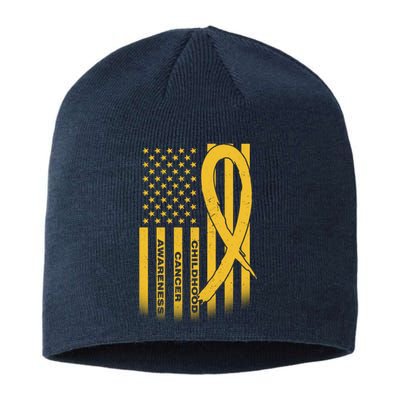 Childhood Cancer Awareness US Flag Sustainable Beanie