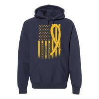 Childhood Cancer Awareness US Flag Premium Hoodie