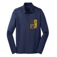 Childhood Cancer Awareness US Flag Silk Touch Performance Long Sleeve Polo