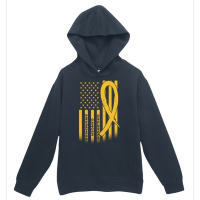 Childhood Cancer Awareness US Flag Urban Pullover Hoodie