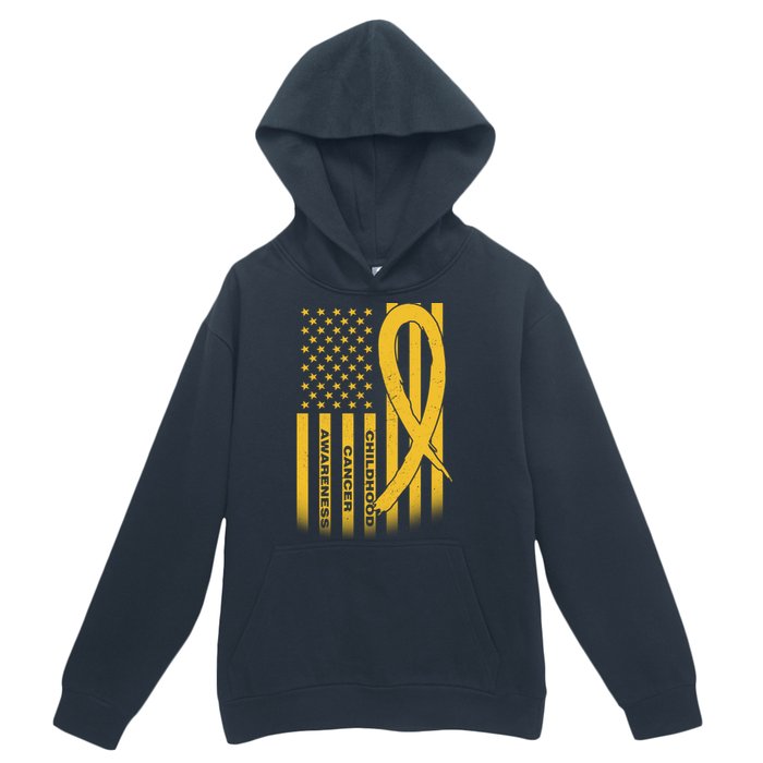 Childhood Cancer Awareness US Flag Urban Pullover Hoodie