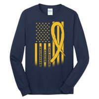 Childhood Cancer Awareness US Flag Tall Long Sleeve T-Shirt