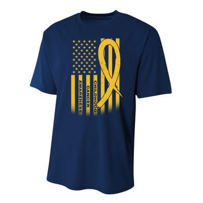 Childhood Cancer Awareness US Flag Performance Sprint T-Shirt