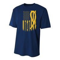 Childhood Cancer Awareness US Flag Youth Performance Sprint T-Shirt