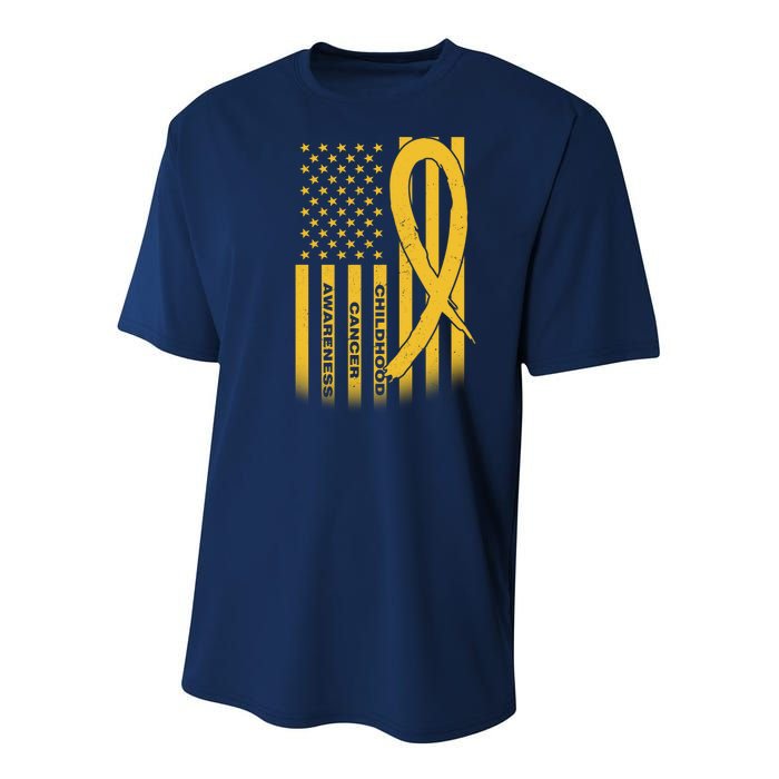 Childhood Cancer Awareness US Flag Youth Performance Sprint T-Shirt