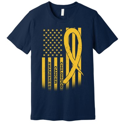 Childhood Cancer Awareness US Flag Premium T-Shirt