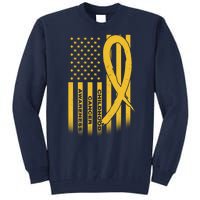 Childhood Cancer Awareness US Flag Tall Sweatshirt