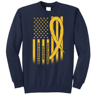 Childhood Cancer Awareness US Flag Tall Sweatshirt