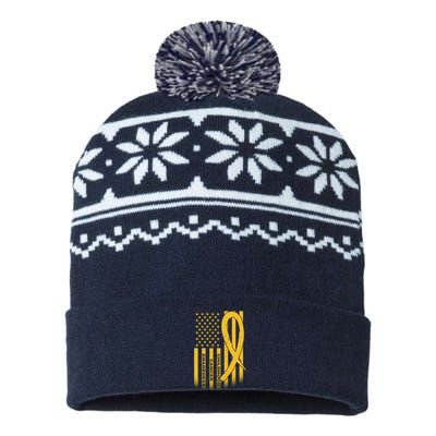 Childhood Cancer Awareness US Flag USA-Made Snowflake Beanie