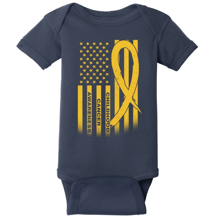 Childhood Cancer Awareness US Flag Baby Bodysuit