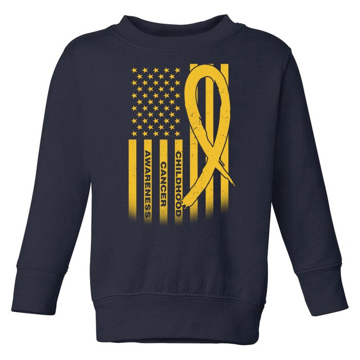 Childhood Cancer Awareness US Flag Toddler Sweatshirt