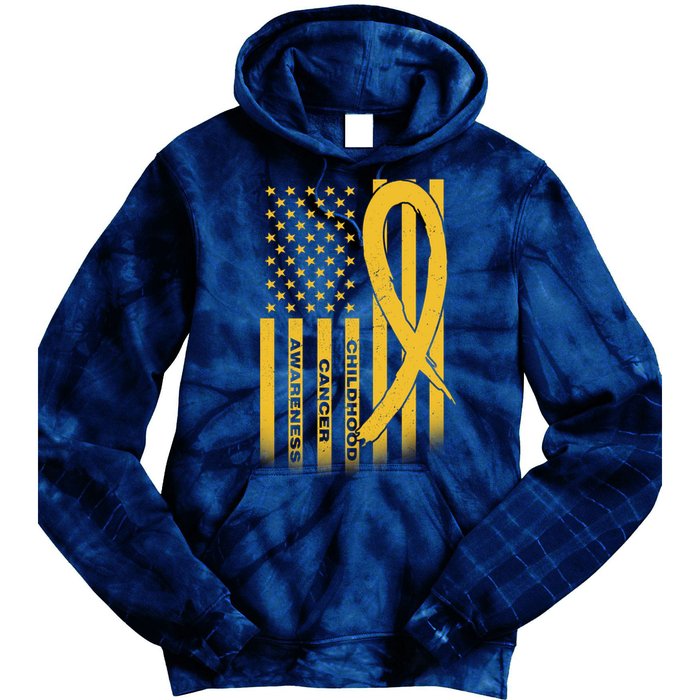 Childhood Cancer Awareness US Flag Tie Dye Hoodie