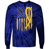 Childhood Cancer Awareness US Flag Tie-Dye Long Sleeve Shirt