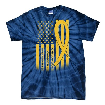 Childhood Cancer Awareness US Flag Tie-Dye T-Shirt