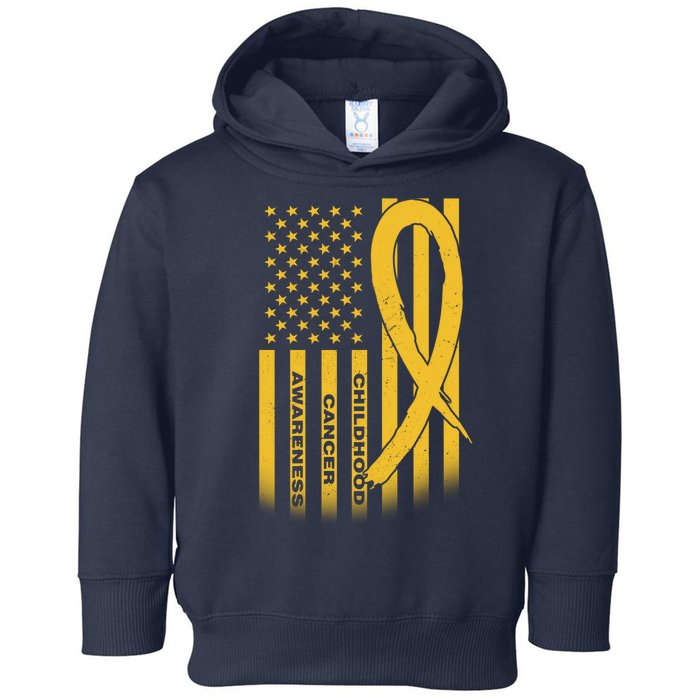 Childhood Cancer Awareness US Flag Toddler Hoodie