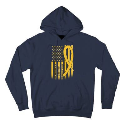 Childhood Cancer Awareness US Flag Tall Hoodie