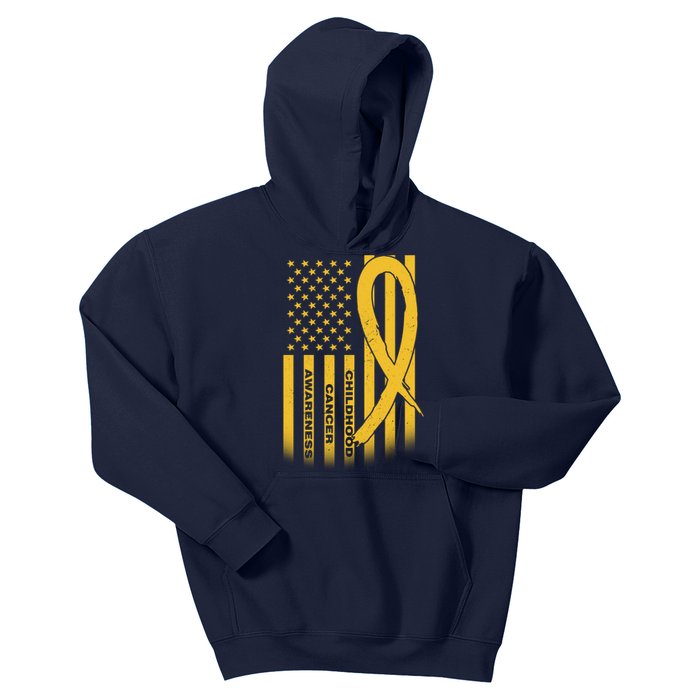 Childhood Cancer Awareness US Flag Kids Hoodie