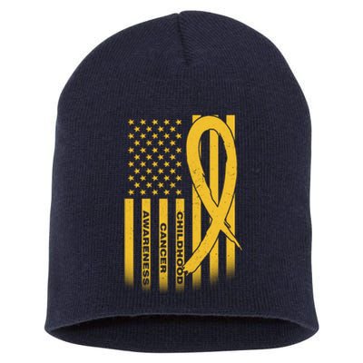 Childhood Cancer Awareness US Flag Short Acrylic Beanie