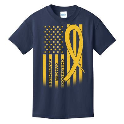 Childhood Cancer Awareness US Flag Kids T-Shirt