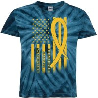 Childhood Cancer Awareness US Flag Kids Tie-Dye T-Shirt