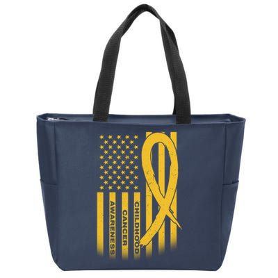 Childhood Cancer Awareness US Flag Zip Tote Bag