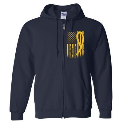 Childhood Cancer Awareness US Flag Full Zip Hoodie