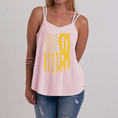 Childhood Cancer Awareness US Flag Women's Strappy Tank