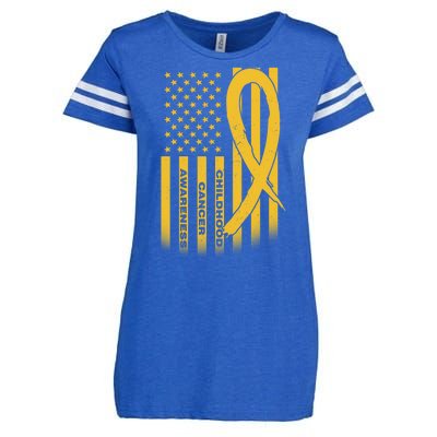 Childhood Cancer Awareness US Flag Enza Ladies Jersey Football T-Shirt