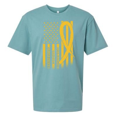 Childhood Cancer Awareness US Flag Sueded Cloud Jersey T-Shirt