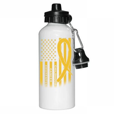 Childhood Cancer Awareness US Flag Aluminum Water Bottle