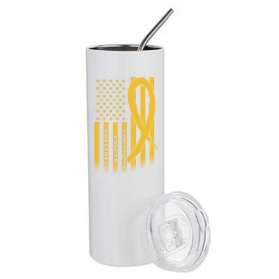 Childhood Cancer Awareness US Flag Stainless Steel Tumbler