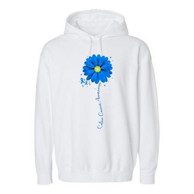 Colon Cancer Awareness Sunflower Ribbon Garment-Dyed Fleece Hoodie