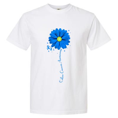 Colon Cancer Awareness Sunflower Ribbon Garment-Dyed Heavyweight T-Shirt