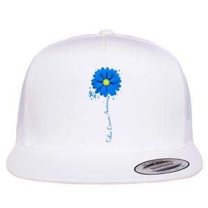 Colon Cancer Awareness Sunflower Ribbon Flat Bill Trucker Hat